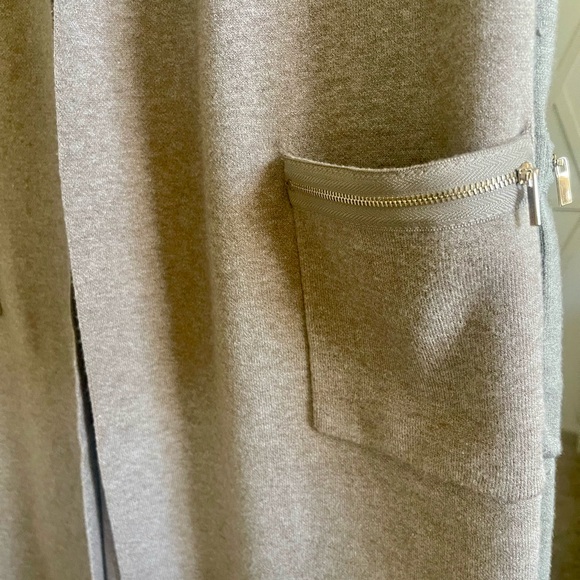 Magaschoni Cashmere Beige Open Front Sleeveless Duster Cardigan - Picture 6 of 7